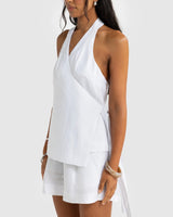 Kaleesi Linen Wrap Top // Salt