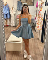 Sully Mini Dress // Light Wash