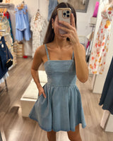 Sully Mini Dress // Light Wash