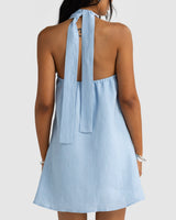 Samala Linen Mini Dress // Sky