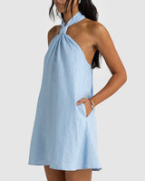 Samala Linen Mini Dress // Sky