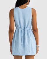 Aesha Linen Mini Dress // Sky
