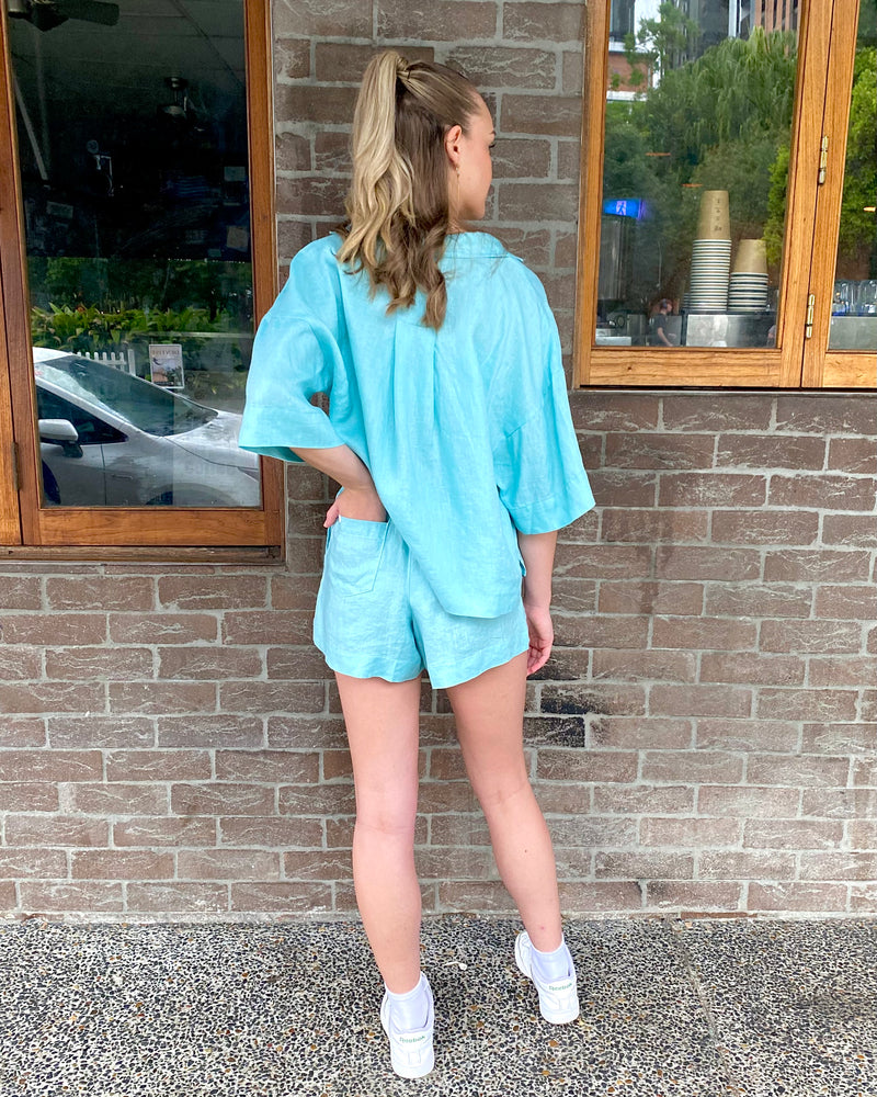 Cuba Linen Shorts // Aqua