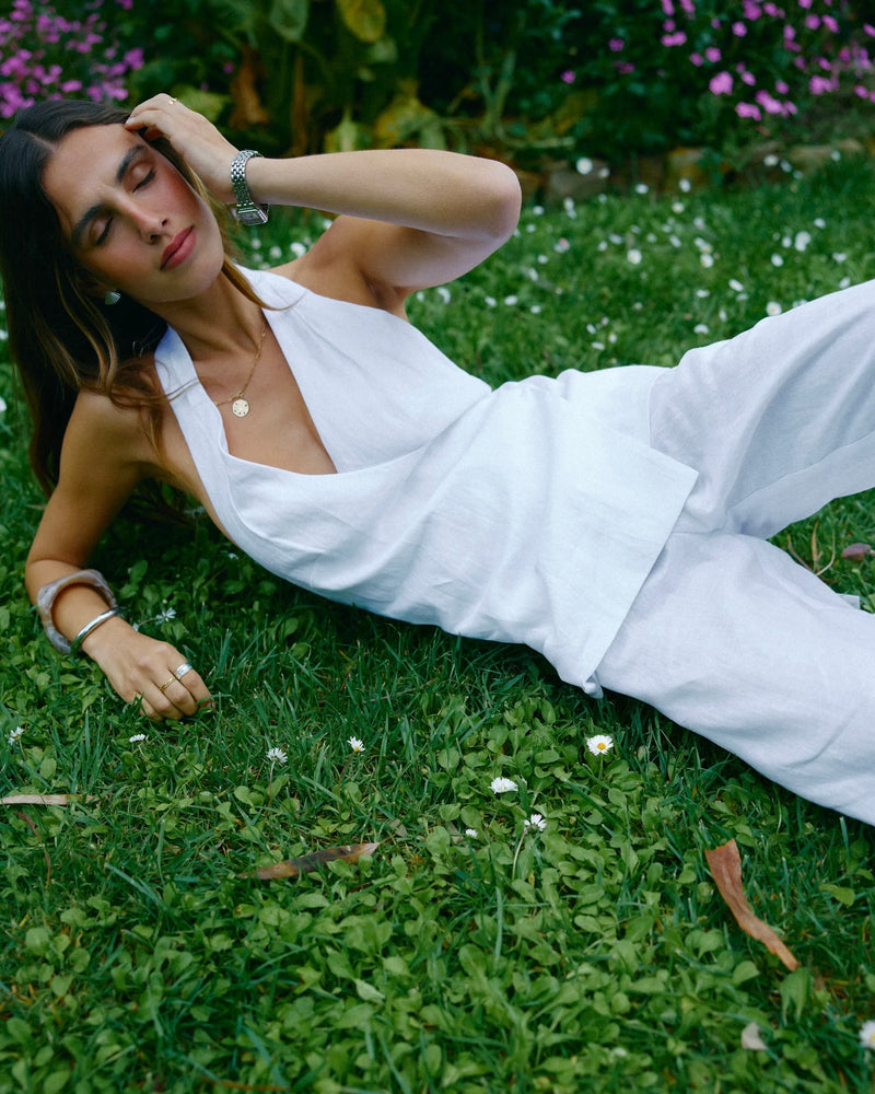 Kaleesi Linen Wrap Top // Salt