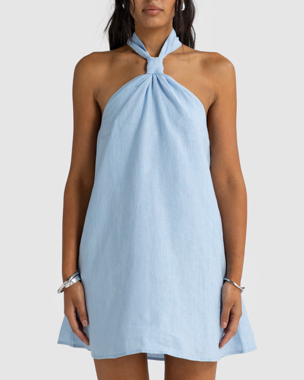 Samala Linen Mini Dress // Sky
