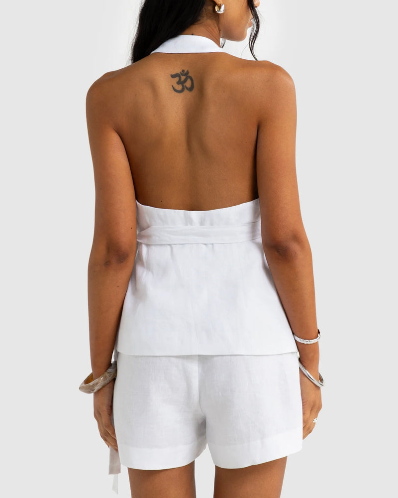 Kaleesi Linen Wrap Top // Salt