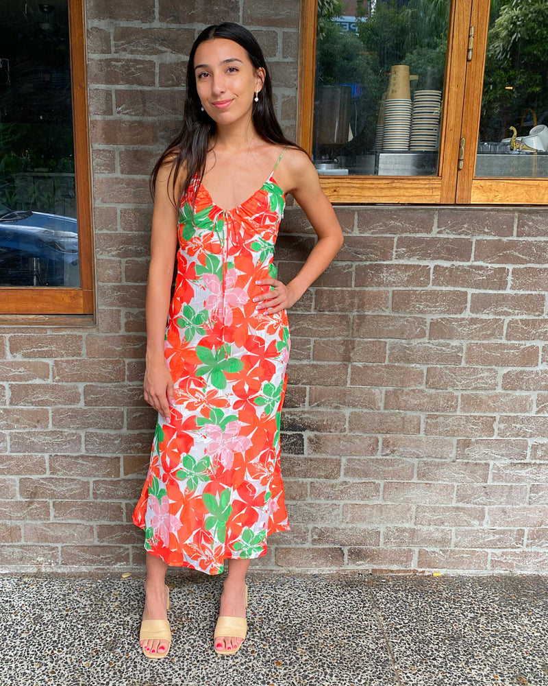 Tamarillo Bias Cut Midi Dress